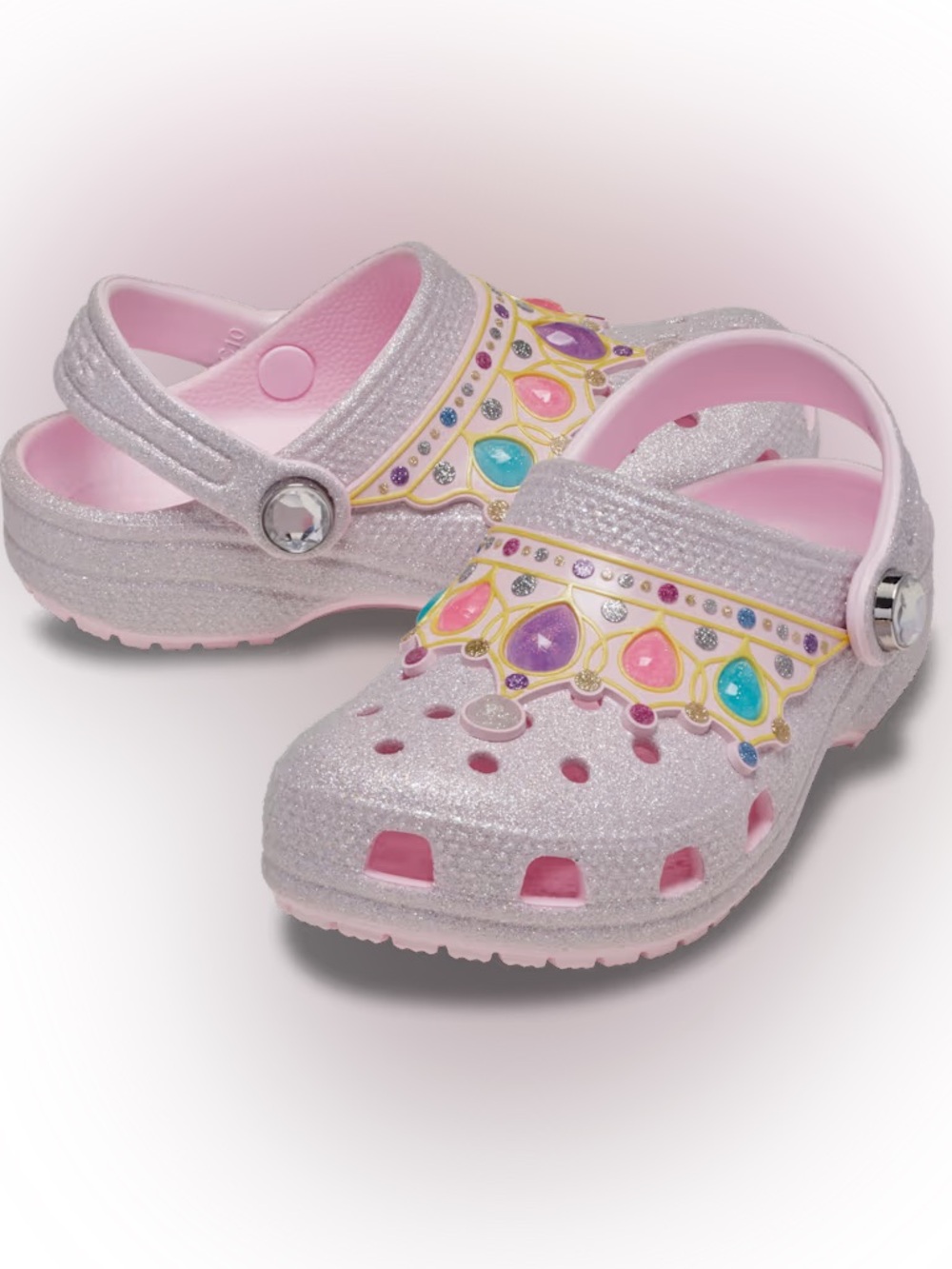 CROCS Kids' Sparkle Pink Jewel-Embellished Clog Sandals
